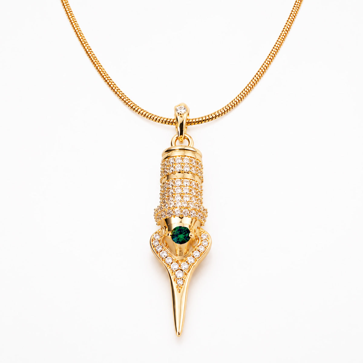 Faviamo 24K Gold Plated Handmade Zircon Inlaid Tattoo Art Pendant Ornament Necklace