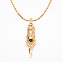 Faviamo 24K Gold Plated Handmade Zircon Inlaid Tattoo Art Pendant Ornament Necklace