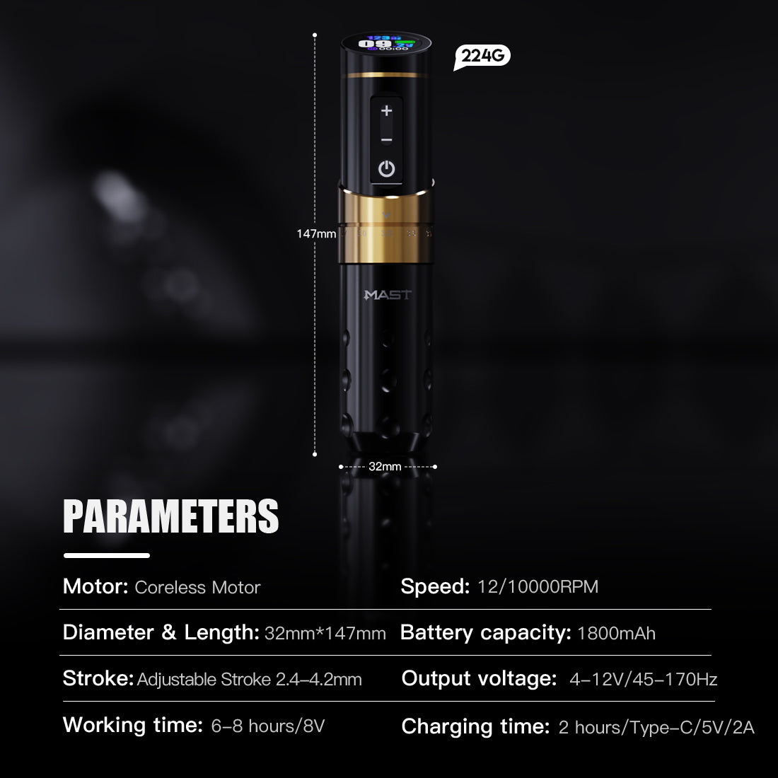 Mast Flip3 Wireless Tattoo Pen machine with 2 Batteries - Dragonhawktattoos