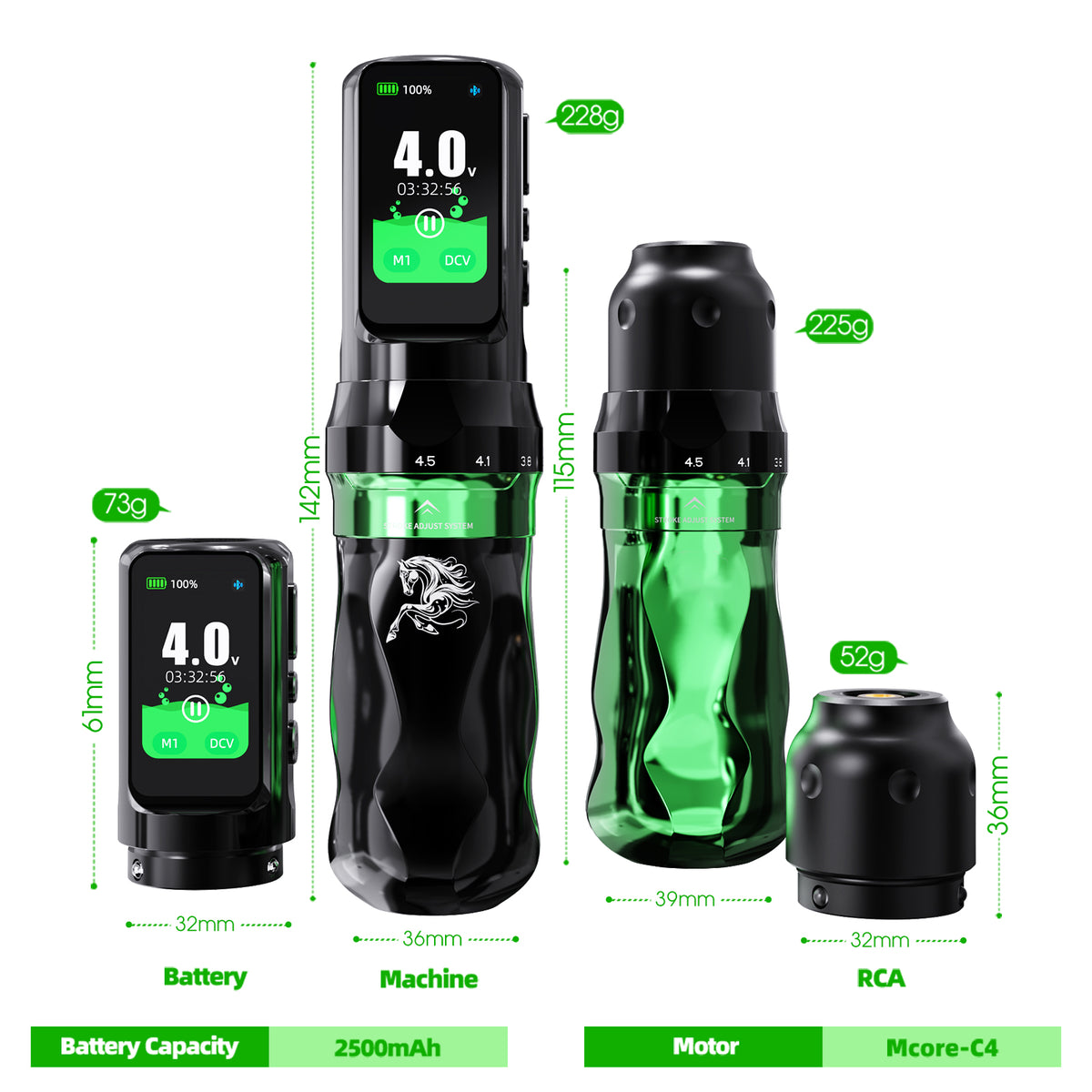 Mast Fold Pro Year of the Horse Edition Wireless Tattoo Pen Machine  2.5-4.5mm 7 Adjustable Strokes