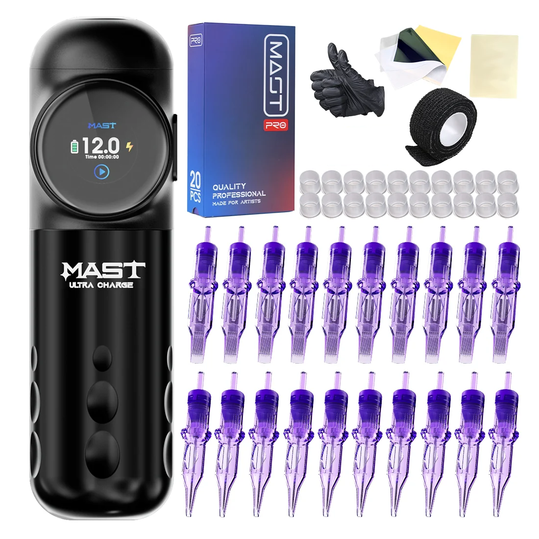 Mast Archer S Ultra Fast Charging Wireless Tattoo Kit With 20PCS Cartridges Needles - Dragonhawktattoos
