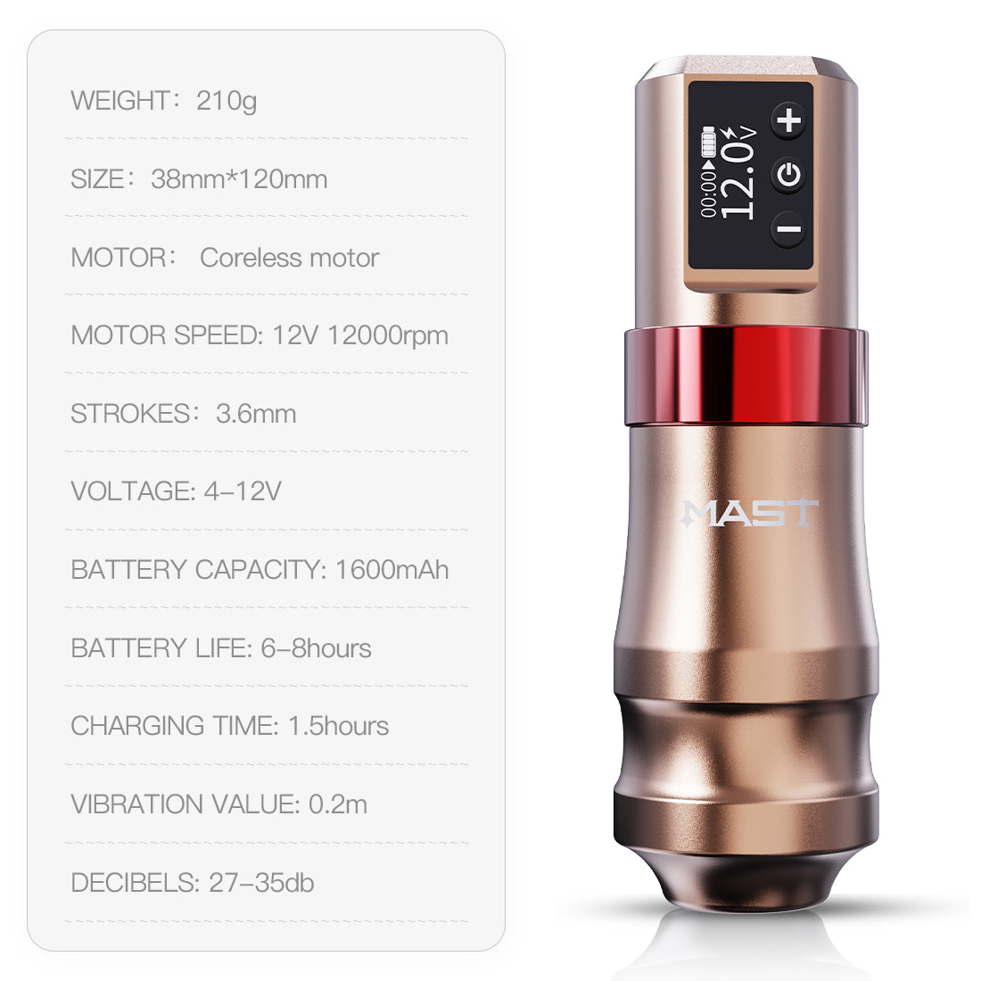 Mast Mini Wireless Pro Tattoo Pen Machine Fast Charge Battery Supply - Dragonhawktattoos