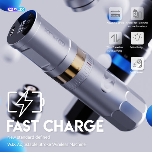 WJX WS Ultra Fast Charging Wireless Tattoo Machine Adjustable Stroke 2.4-4.2mm