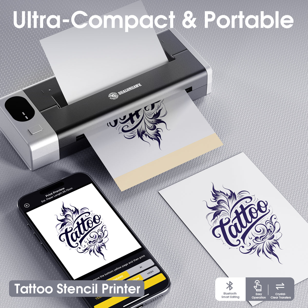 Dragonhawk M6 Wireless Tattoo Stencil Printer Portable Tattoo Printer - Dragonhawktattoos