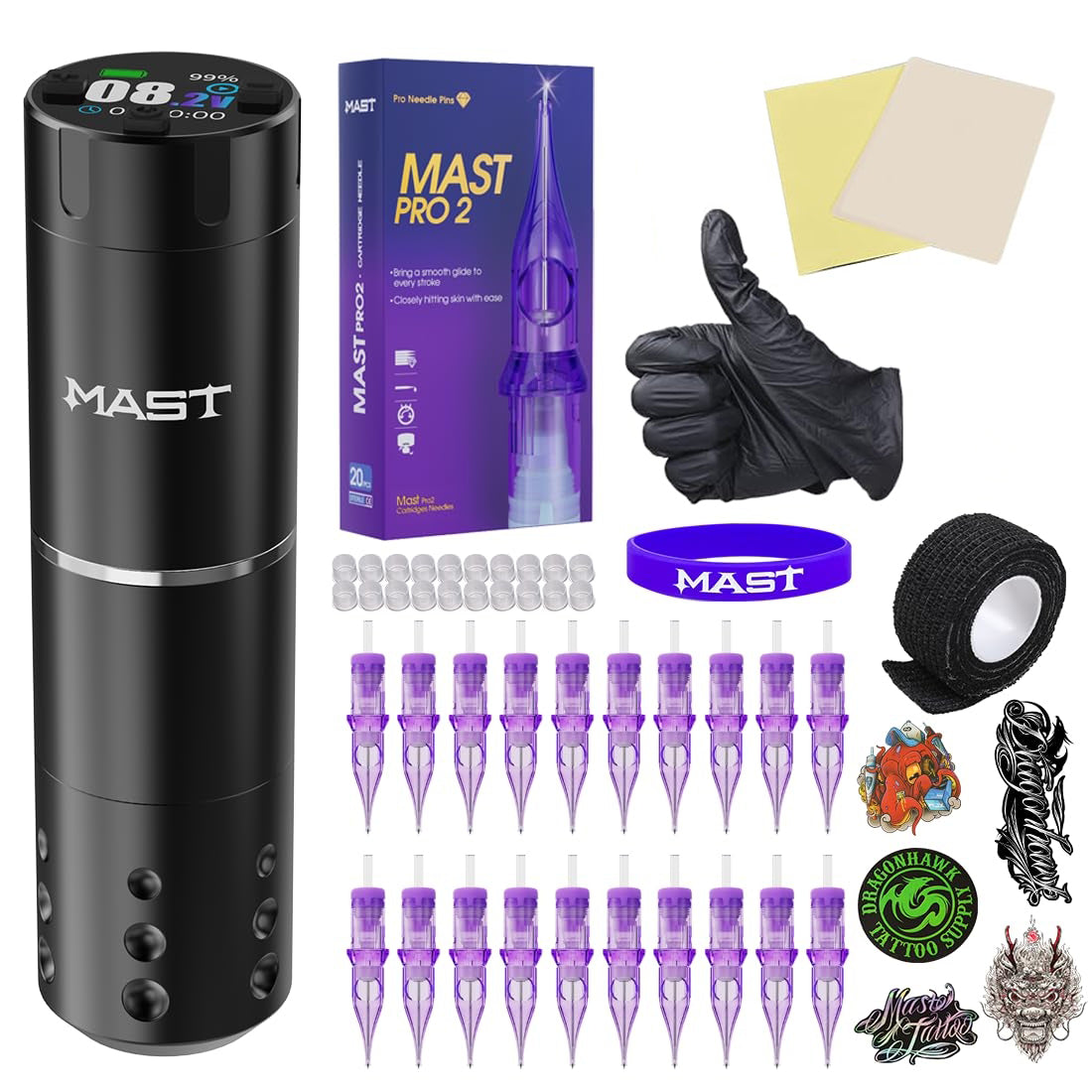 Mast A1 Pro Wireless Tattoo Pen Machine Tattoo Kit for Beginner - Dragonhawktattoos