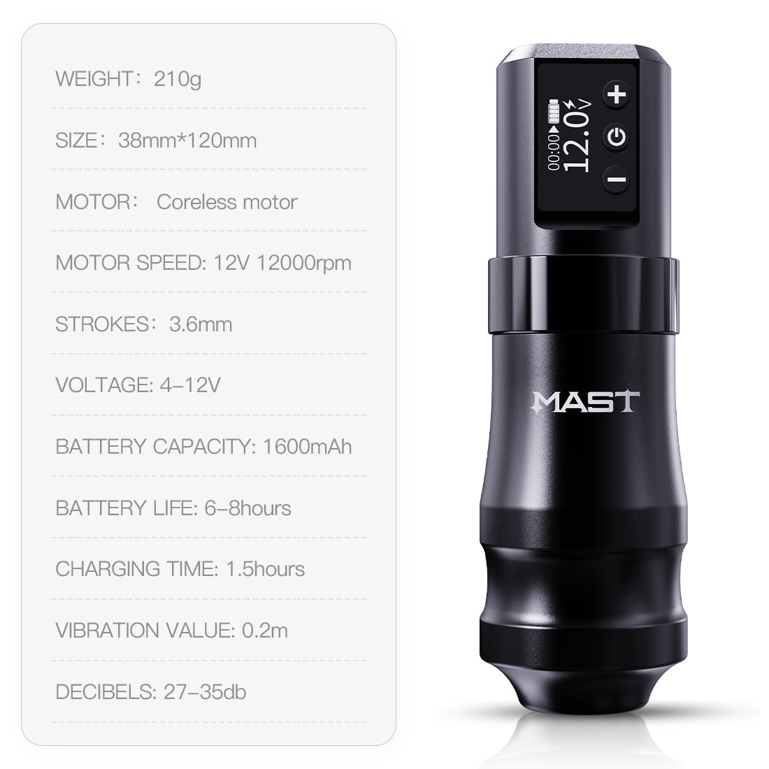 Mast Mini Wireless Pro Tattoo Pen Machine Fast Charge