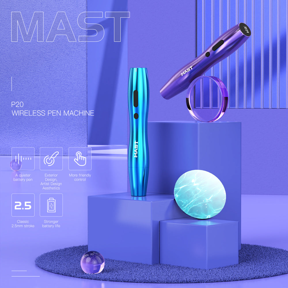 Mast P20 Wireless Pen Machine With 2.5MM Stroke With Two Batteries - Dragonhawktattoos
