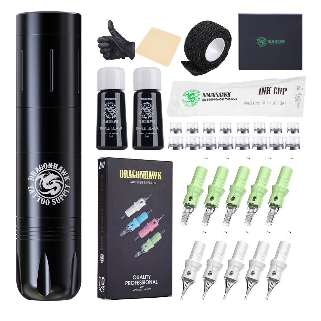 タトゥーマシン Dragonhawk ワイヤレス 黒 フルセット Amazon.com: Dragonhawk Complete Rotary Tattoo Pen Machine