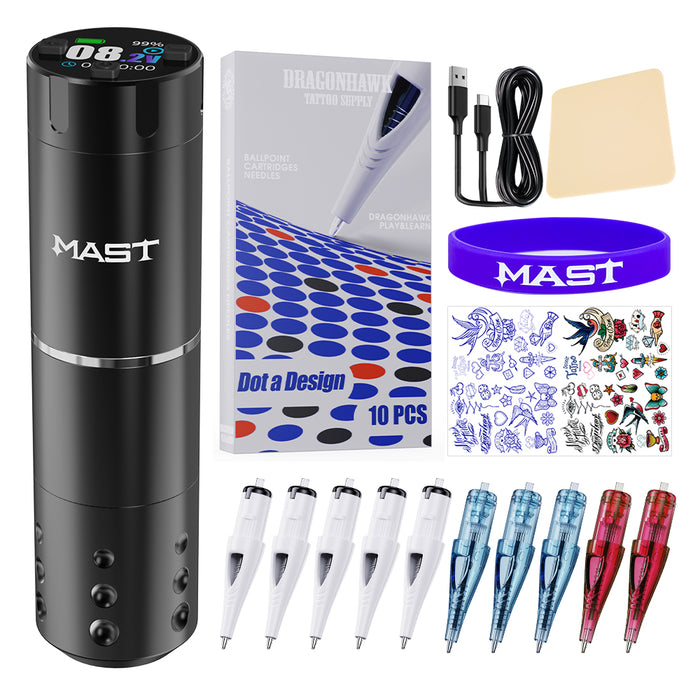 Dragonhawk Mast A1 Wireless Tattoo Pen Machine with 3.5MM Stroke Kit