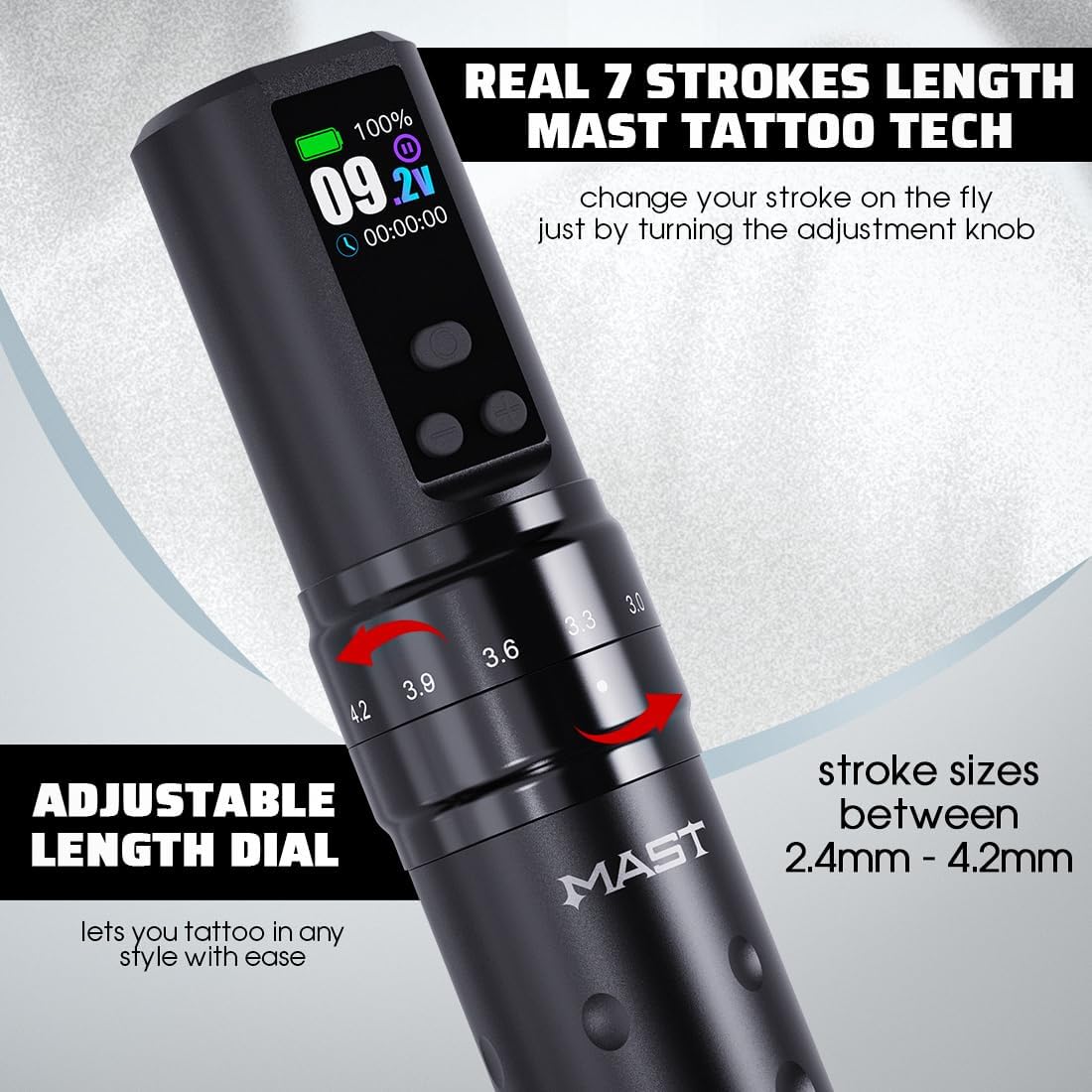 Mast Fold2 Pro Wireless Tattoo Pen Machine 2 Replaceable Batteries - Dragonhawktattoos