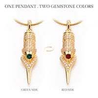 Faviamo 24K Gold Plated Handmade Zircon Inlaid Tattoo Art Pendant Ornament Necklace - Dragonhawktattoos