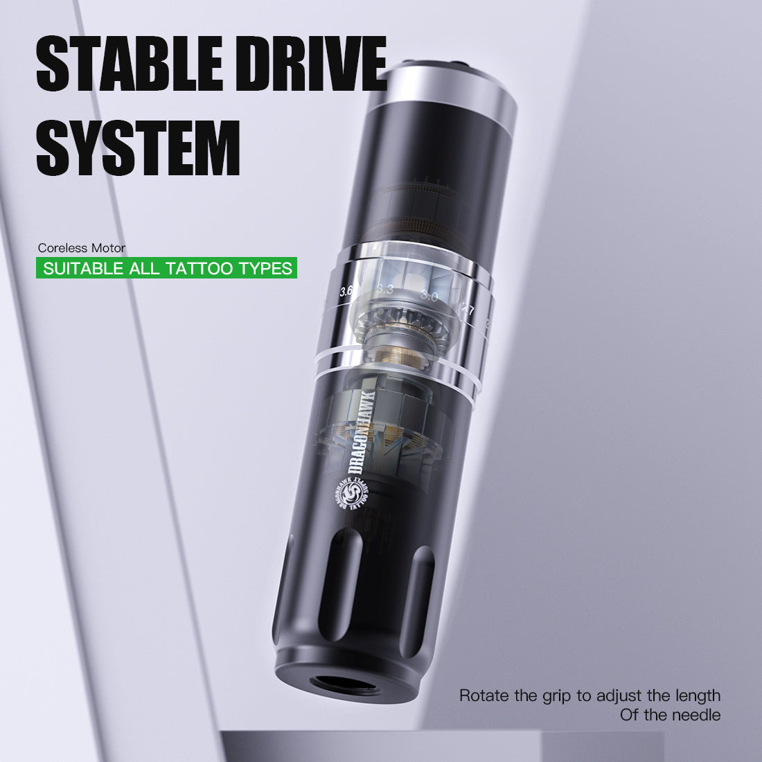Drago hawk Wireless　tattoo machine 刺青 Dragonhawk Wireless Tattoo Pen Machine Brushless Motor with