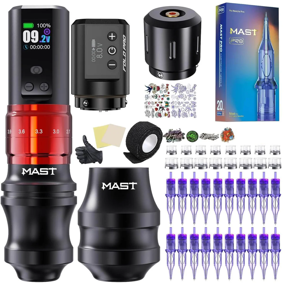 Dragonhawk Mast Fold2 Pro Machine Pen Wireless Professional Bundle (2 Batteries ver) - Dragonhawktattoos