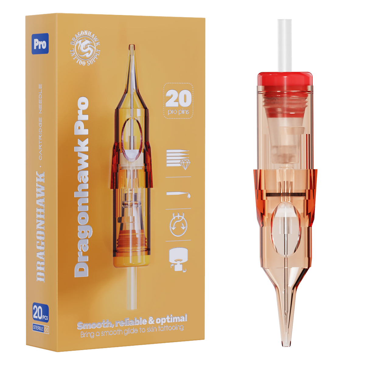 Dragonhawk Pro Tattoo Cartridge Needles 0.35MM Round Shader (20PCS) - Dragonhawktattoos