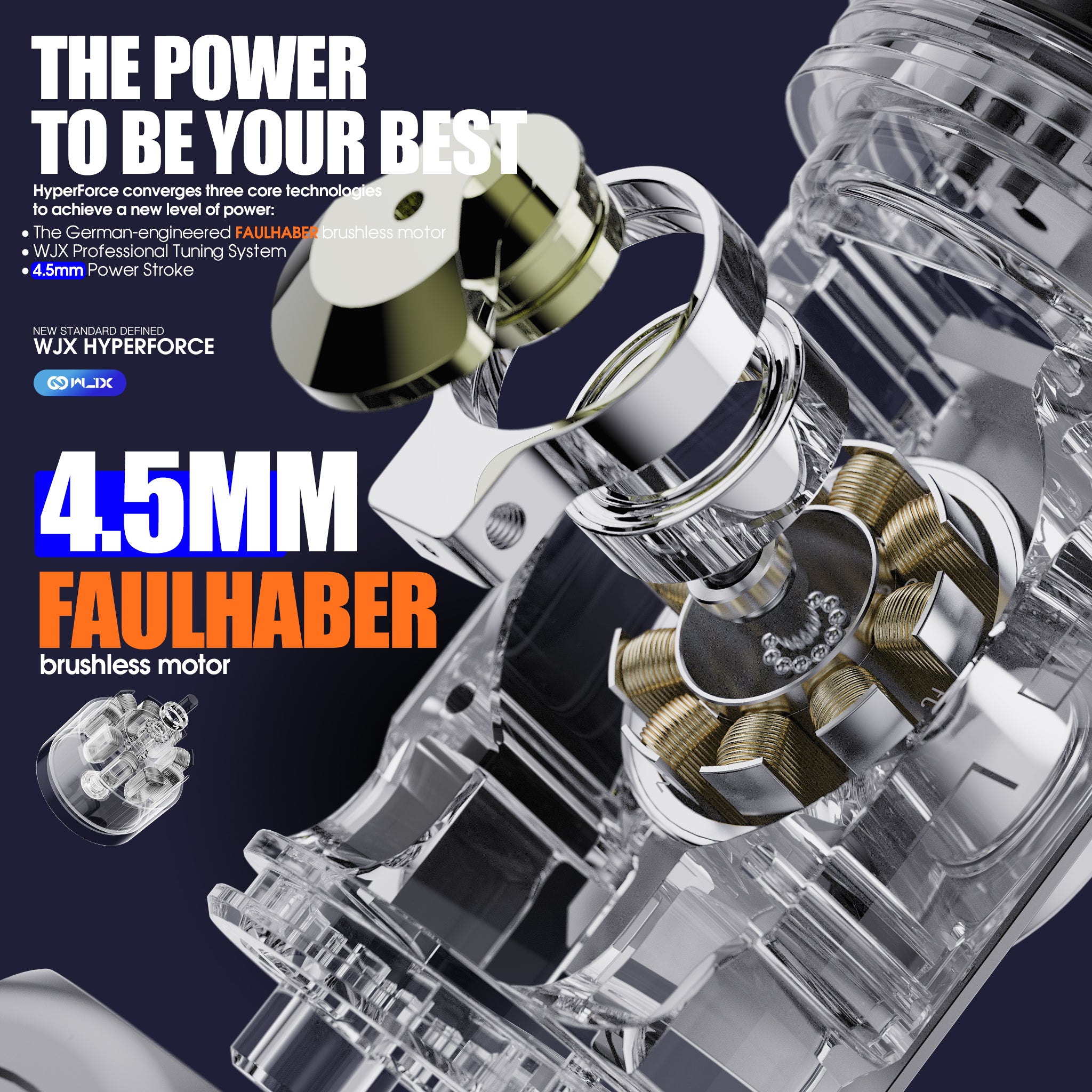 WJX Wireless System タトゥーマシン 本体 WJX Hyper Force Wireless Tattoo Machine with FAULHABER Brushless Motor