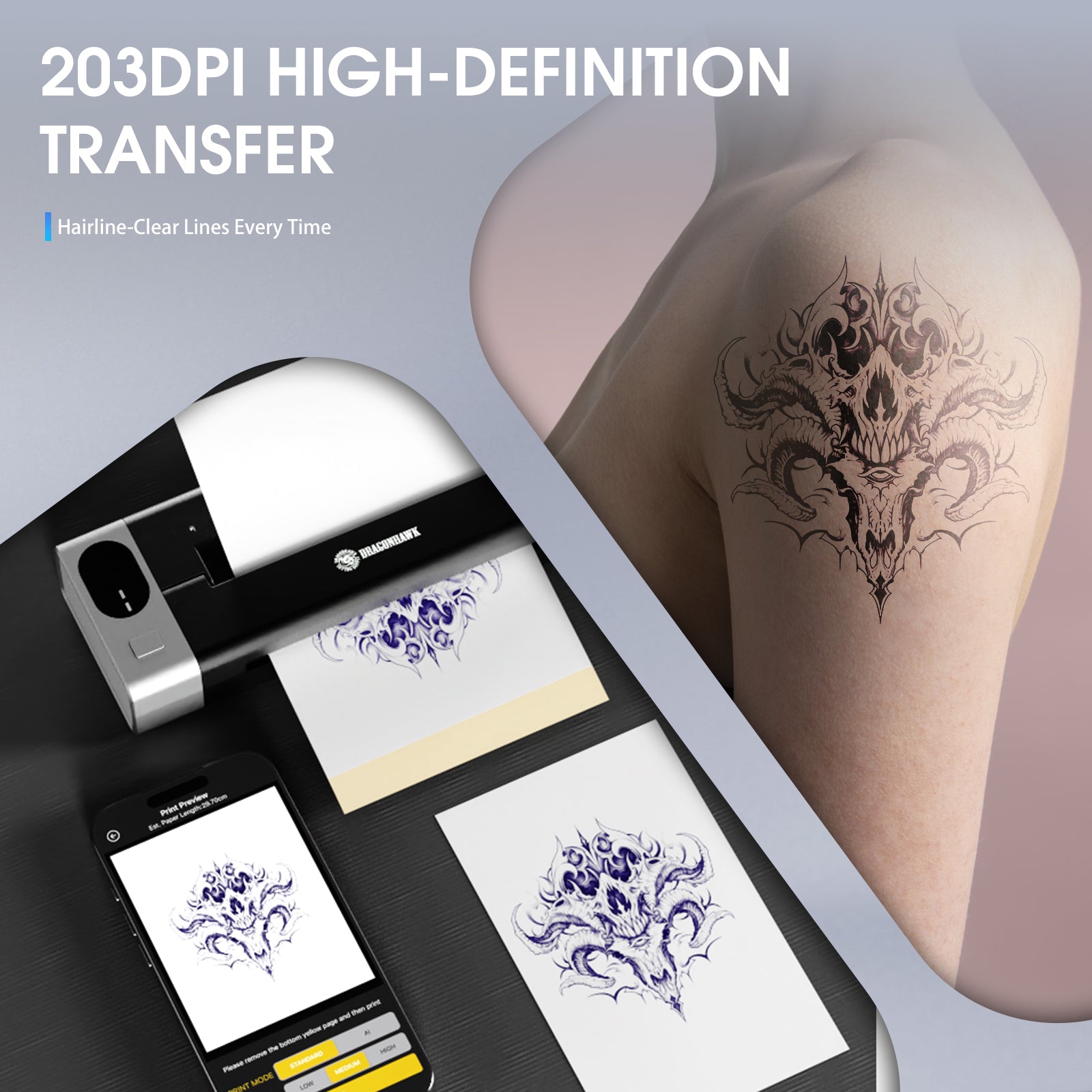 Dragonhawk M6 Wireless Portable Tattoo Printer