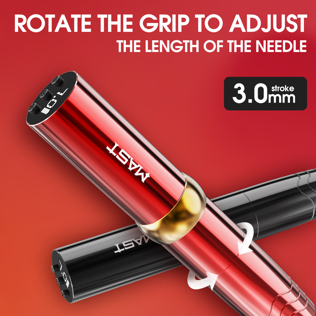 Mast P10 Pro Tattoo Pen trådløst batterisæt med 3,0 mm slaglængde