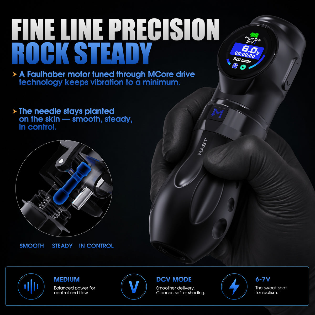 MAST Archer 3 Ultra Wireless Tattoo Pen Machine with 4.2mm Stroke - Dragonhawktattoos