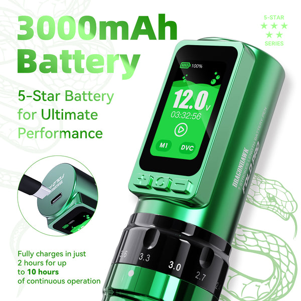 Dragonhawk Fold Pro Year of Snake Edition Wireless Tattoo Machine Pen 3000mAh Battery - Dragonhawktattoos