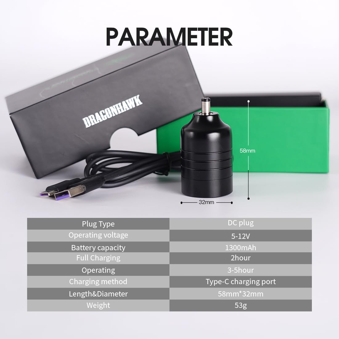 Dragonhawk Atom Rotary Pen Tattoo Machine set con inchiostro