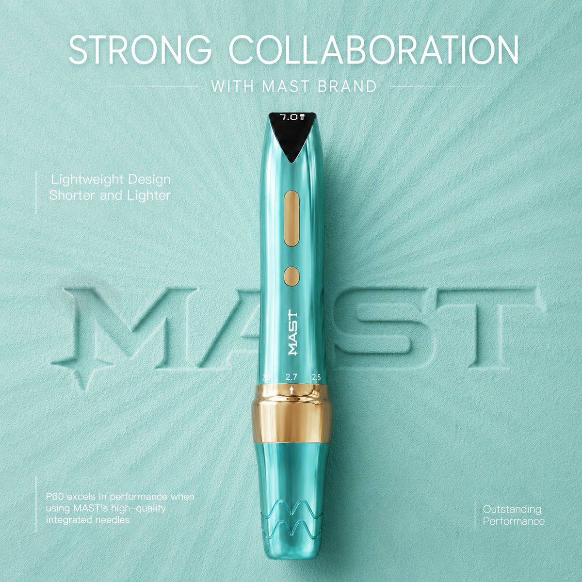 MAST P60 Wireless Tattoo Pen Machine With 2.2mm-3.2mm Adjustable Stroke Length - Dragonhawktattoos