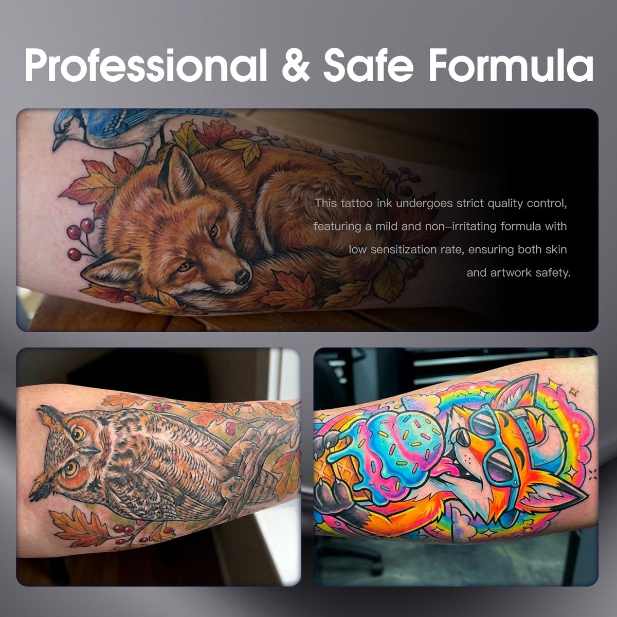 Radiant Tattoo Ink Black / White / Gray Tricolor Series 1OZ - Dragonhawktattoos