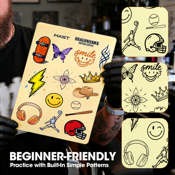 DragonHawk Pattern-Printed Tattoo Practice Skin Silicone Fake Skin - Dragonhawktattoos