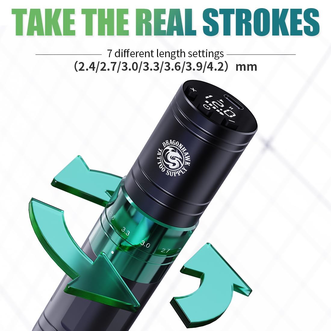 Dragonhawk A2 Kit da tatuaggio wireless con 2 batterie