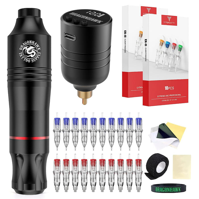 Dragonhawk Rotary Pen Tattoo Machine Starter Bundle - Dragonhawktattoos