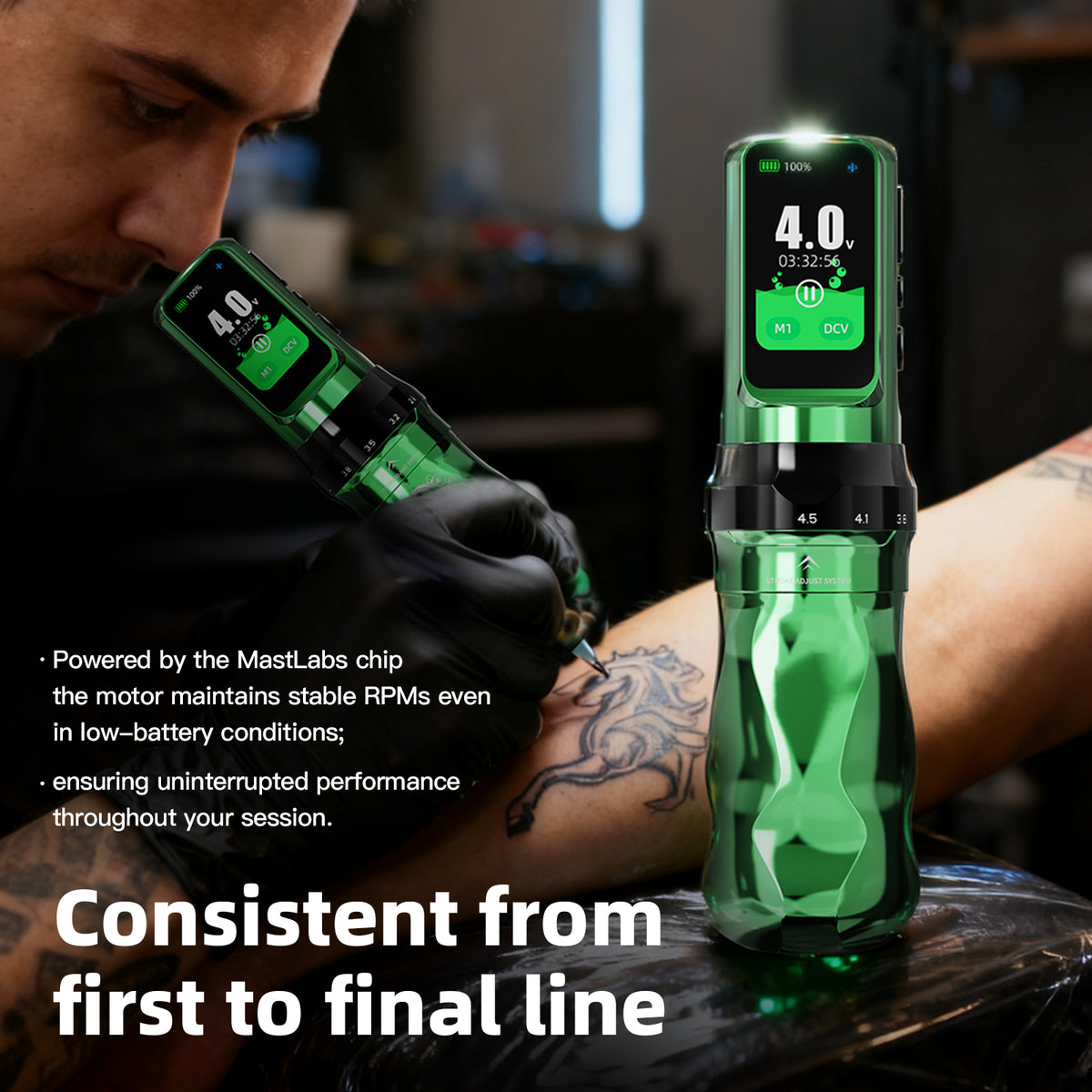 Mast Fold Pro Year of the Horse Edition Wireless Tattoo Pen Machine  2.5-4.5mm 7 Adjustable Strokes