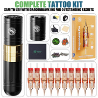 Dragonhawk A2 Kit da tatuaggio wireless con 2 batterie