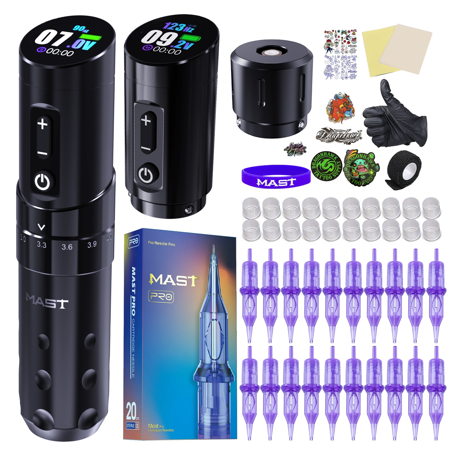 Mast Flip3 Wireless Tattoo Machine Pen Professional Bundle