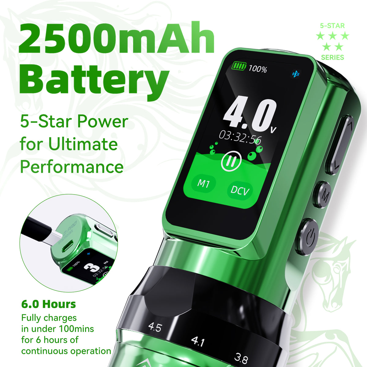 Mast Fold Pro Year of the Horse Edition Wireless Tattoo Pen Machine  2.5-4.5mm 7 Adjustable Strokes