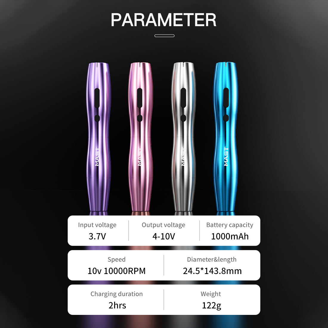マスト P20 ワイヤレス タトゥー ペン マシンガン キット タトゥー