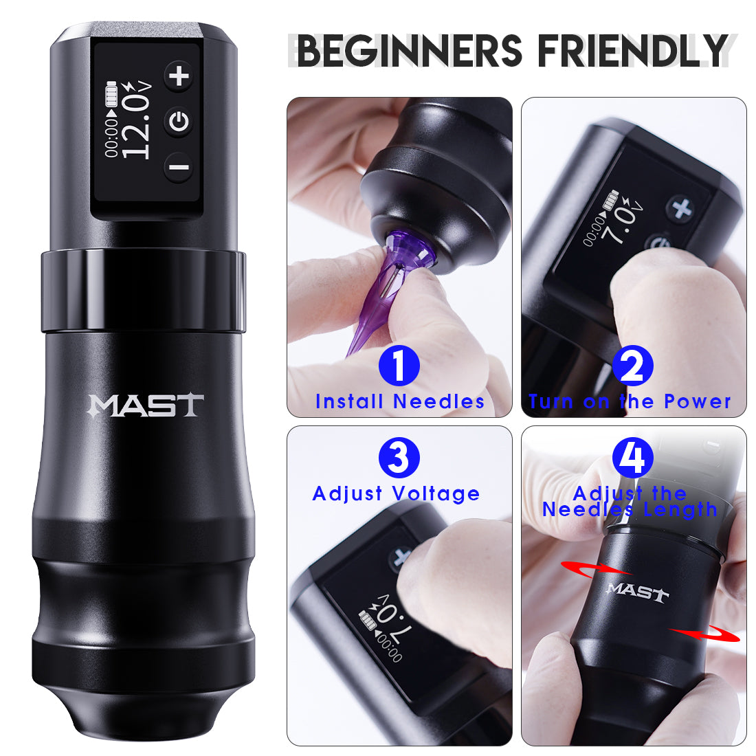 Mast Mini Wireless Pro Tattoo Pen Machine Fast Charge