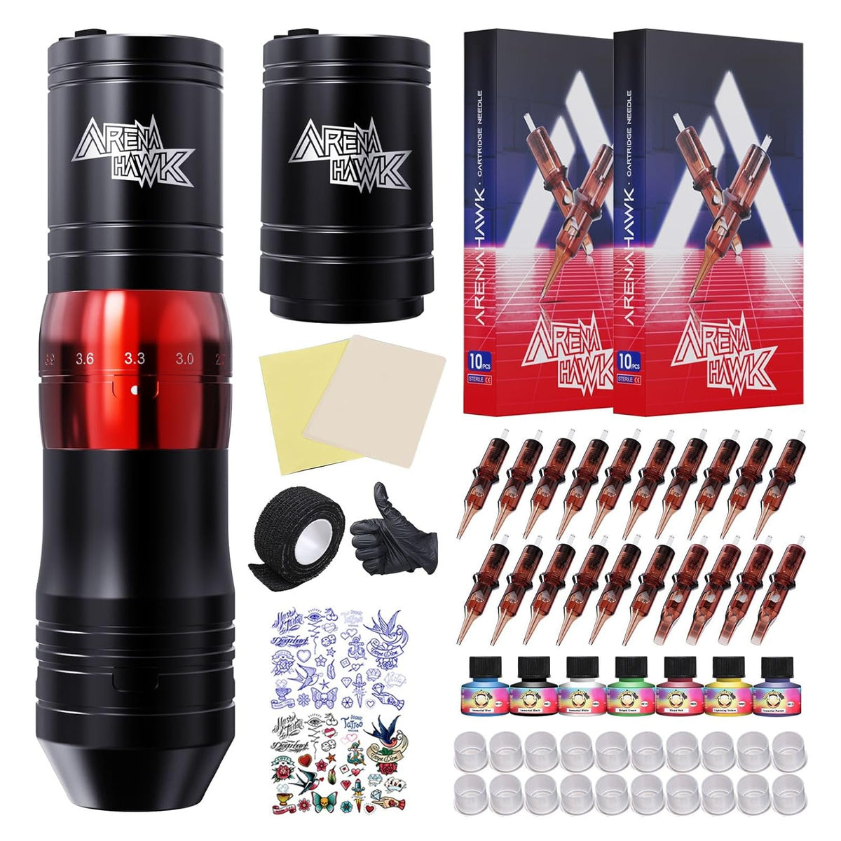 Arenahawk Cordless Complete Tattoo Gun Kit Pen Machine for Beginners