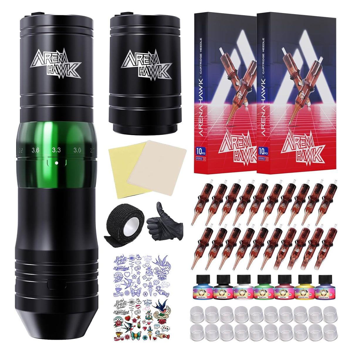 Arenahawk Cordless Complete Tattoo Gun Kit Pen Machine for Beginners