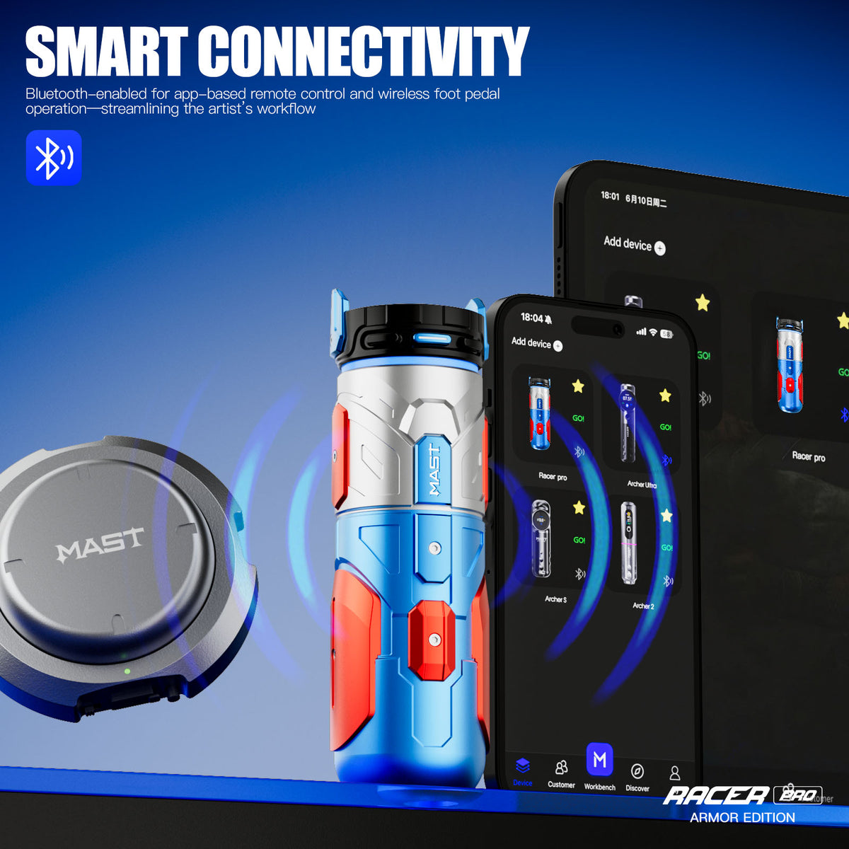 MAST Racer Pro Armor Edition Wireless Tattoo Machine 4.2mm Stroke Mcore-pro Motor (2 Batteries ver) - Dragonhawktattoos