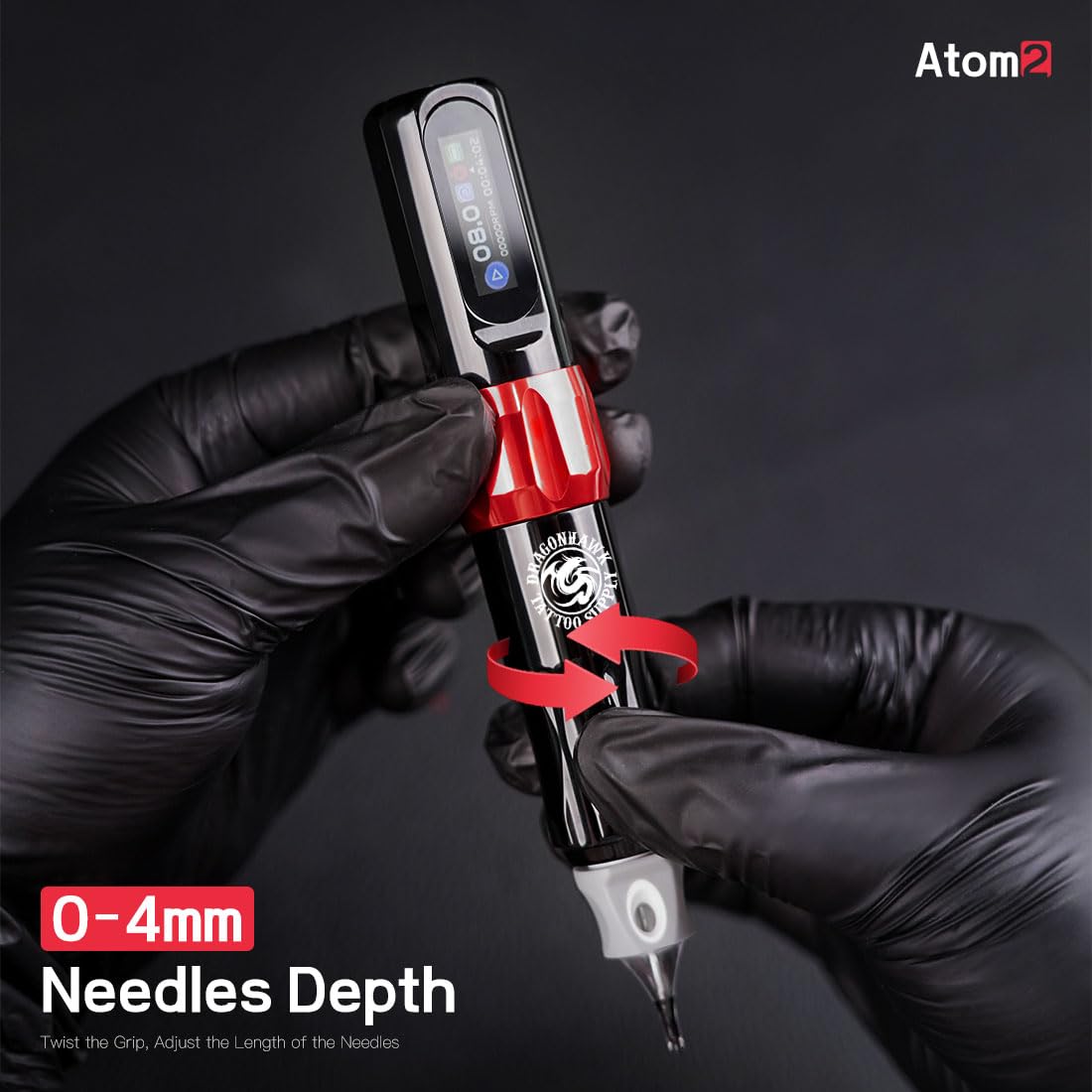 Dragonhawk Atom2 Wireless Tattoo Machine Pen 2.8mm Stroke RCA Jack Par