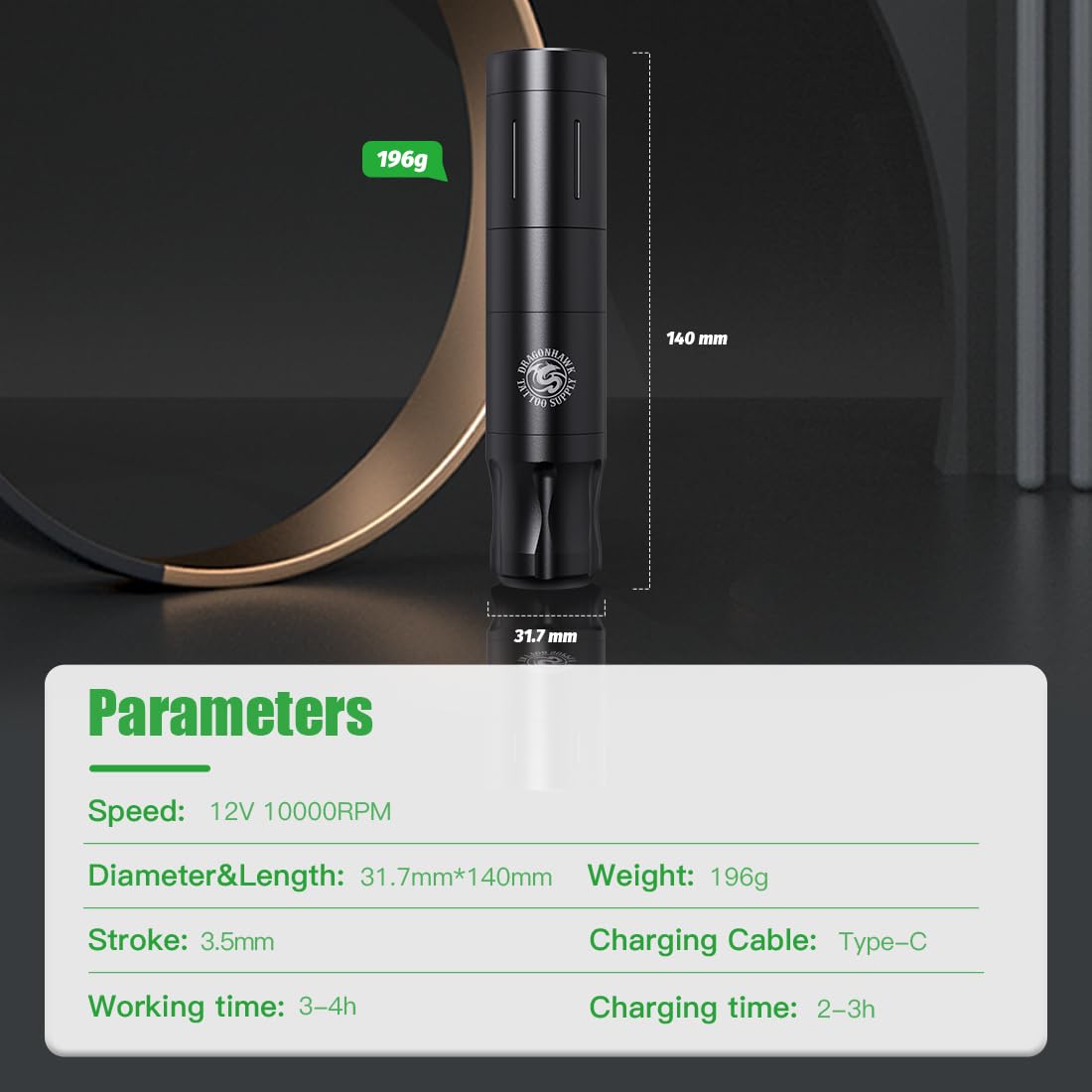 Dragonhawk A3 Wireless Tattoo Pen Kit for Beginners - Dragonhawktattoos