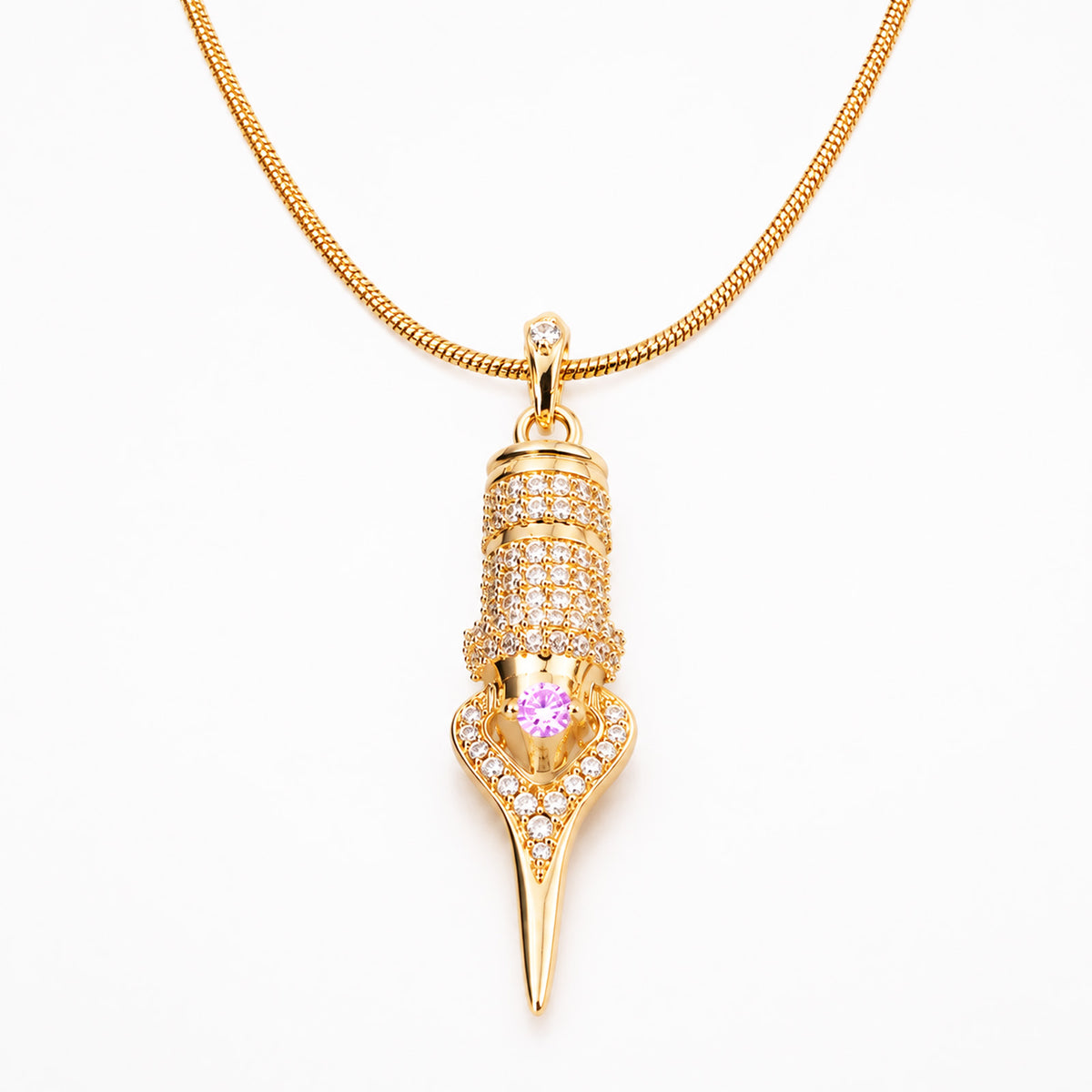 Faviamo 24K Gold Plated Handmade Zircon Inlaid Tattoo Art Pendant Ornament Necklace