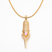 Faviamo 24K Gold Plated Handmade Zircon Inlaid Tattoo Art Pendant Ornament Necklace