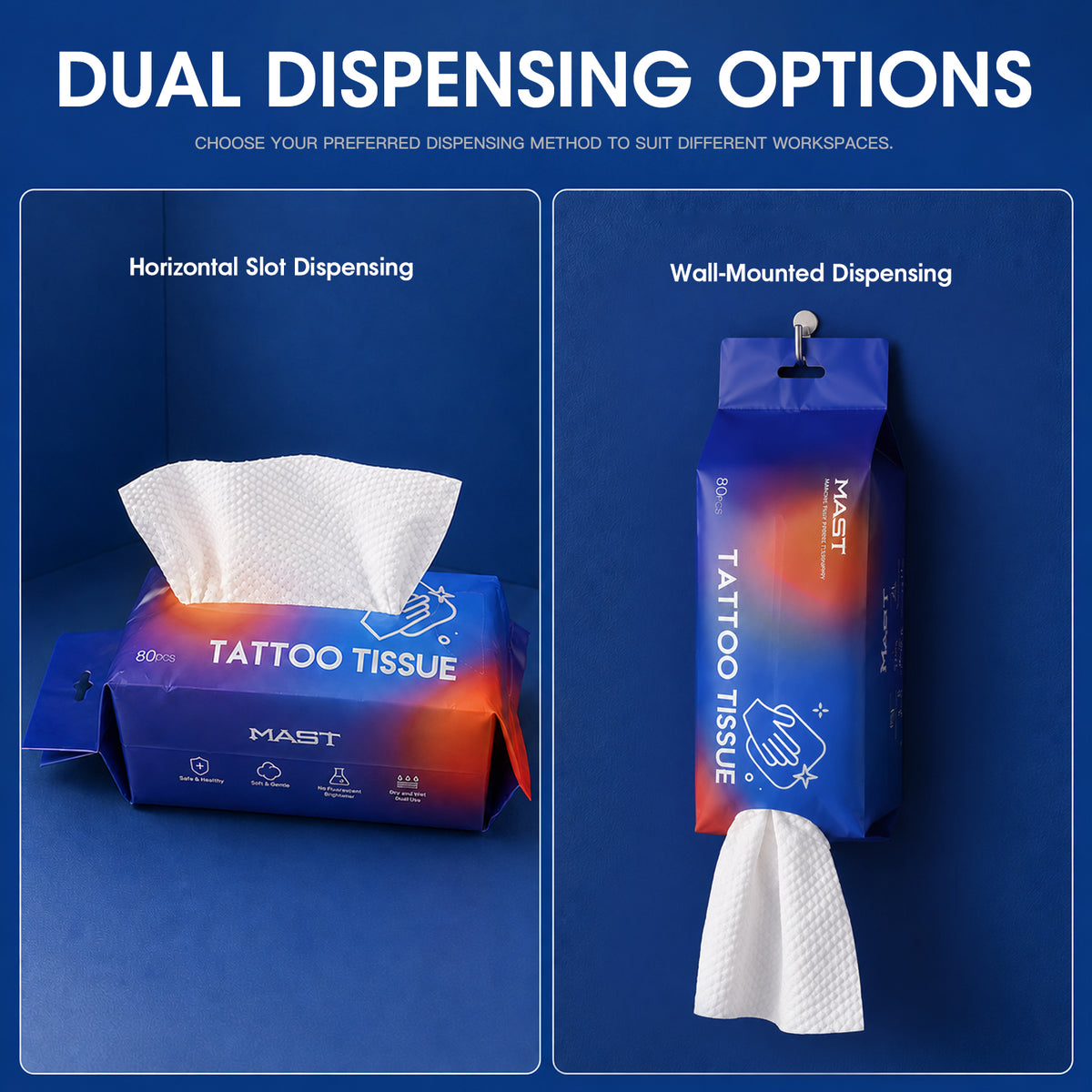 MAST Lint‑Free Disposable Tattoo Non‑Woven Wipes, Dry & Wet Use for Tattoo Cleaning