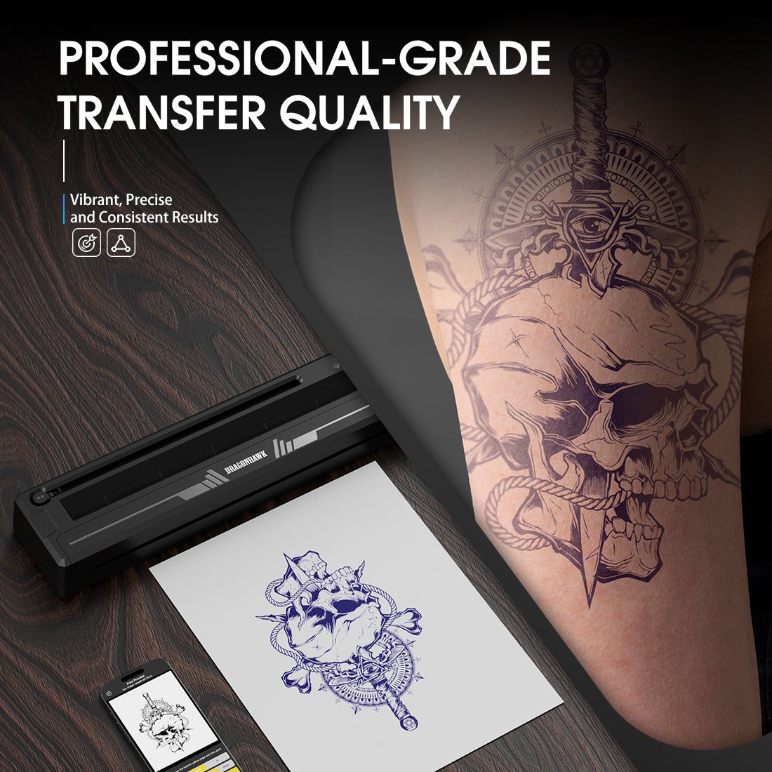 Dragonhawk A4 Wireless Thermal Tattoo Stencil Printer Machine Portable Tattoo Printer - Dragonhawktattoos
