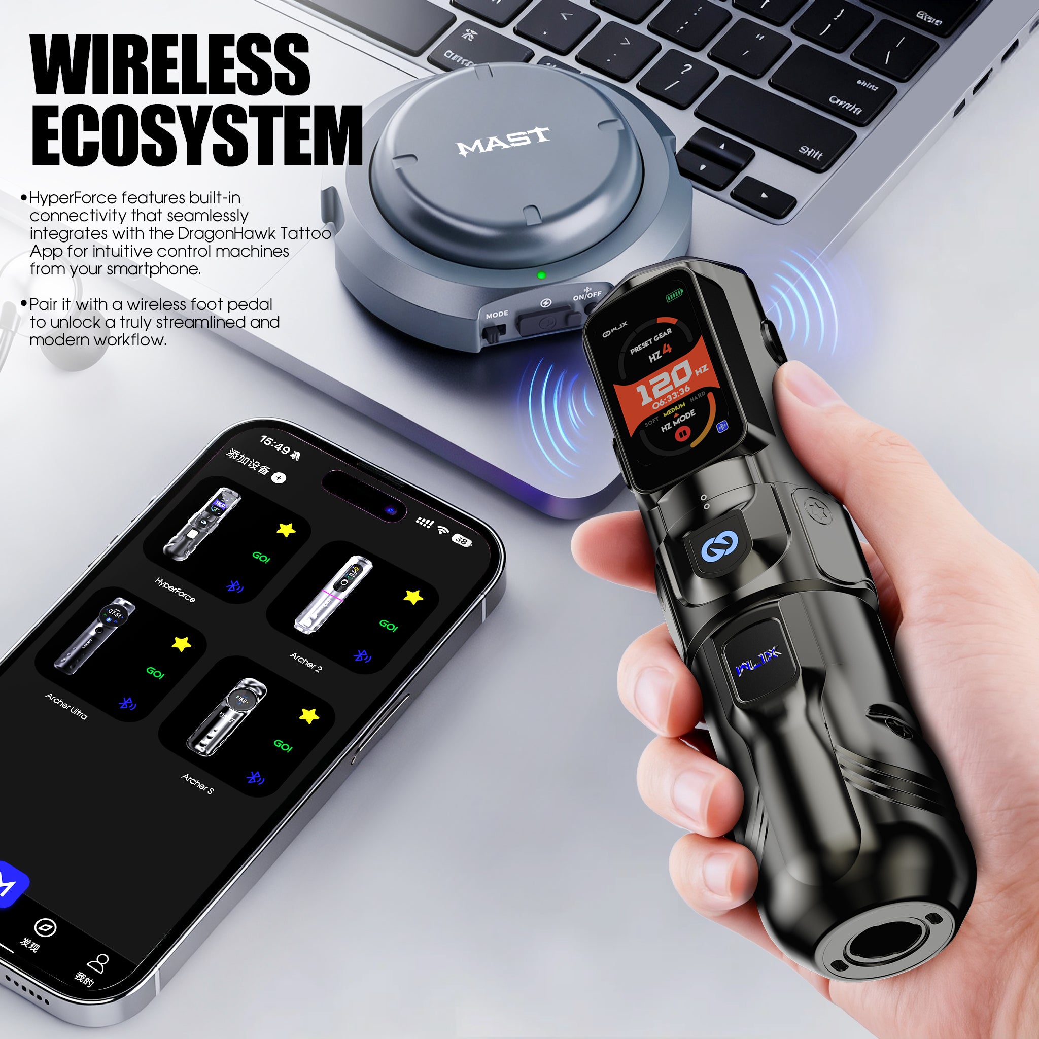 WJX Hyper Force Wireless Tattoo Machine with FAULHABER Brushless Motor