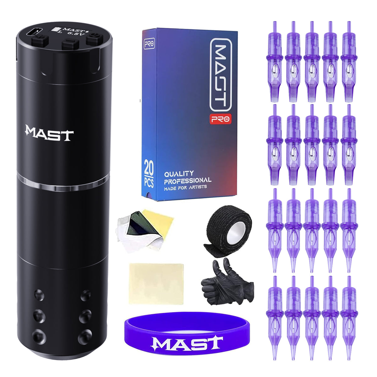 MAST A1 Meaisín Tattoo Kit Tattoo Gan Sreang 20pcs Snáthaidí Cartúis