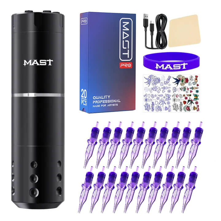 Dragonhawk Mast A1 Wireless Tattoo Pen Machine Kit with Mast Pro Cartridges - Dragonhawktattoos