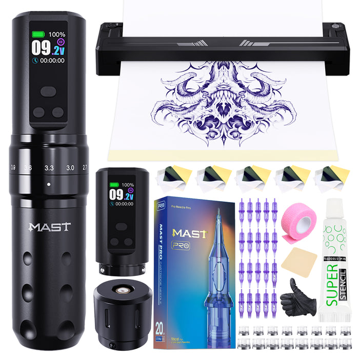 Mast Tattoo Fold2 Pro Wireless Pen Machine Kit With 20Pcs Needles - Dragonhawktattoos