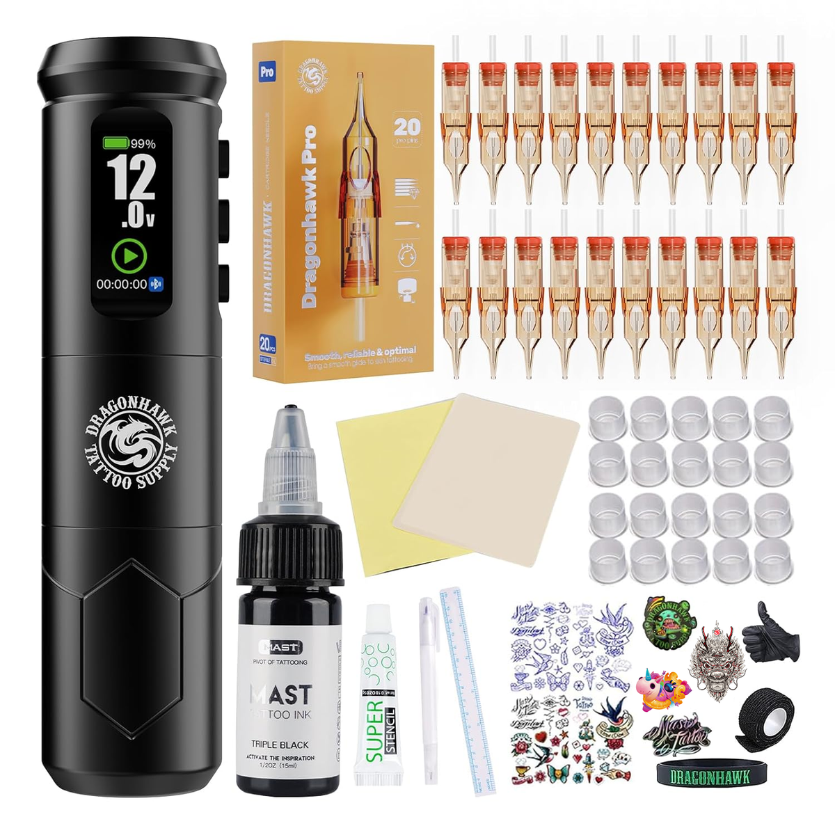 Dragonhawk A1 Pro Tattoo Machine Starter Bundle - Dragonhawktattoos