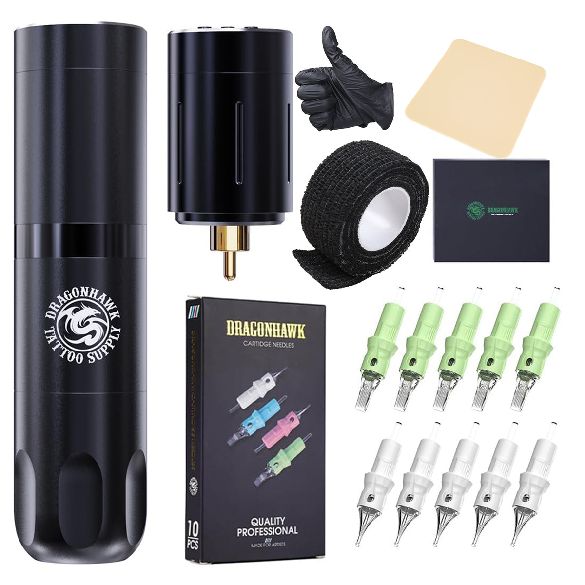 Dragonhawk X3 Wireless Tattoo Machine con 2 kit batterie sostituibili